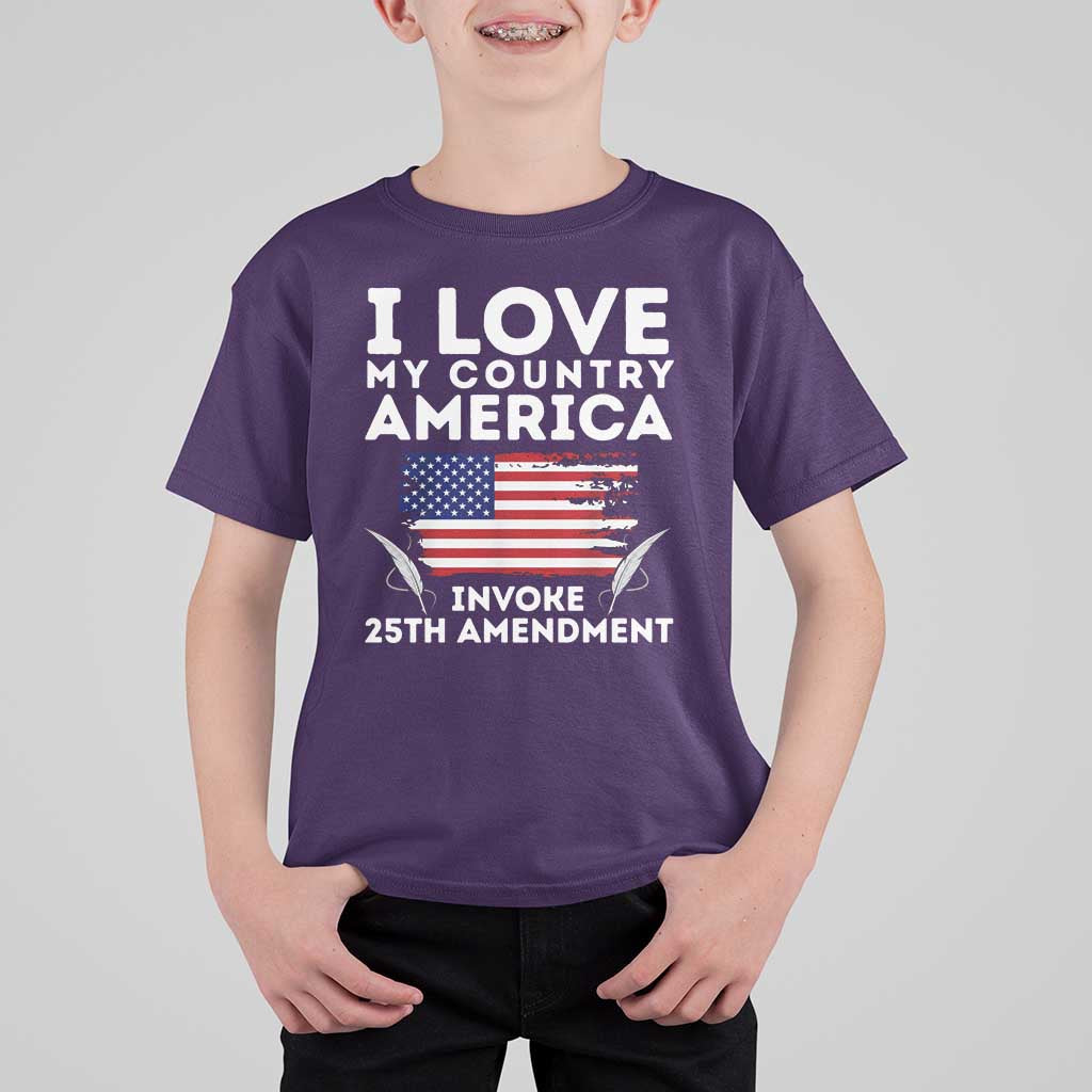 I Love My Country Invoke 25th Amendment T Shirt For Kid Distressed Flag Patriotic Political Satire