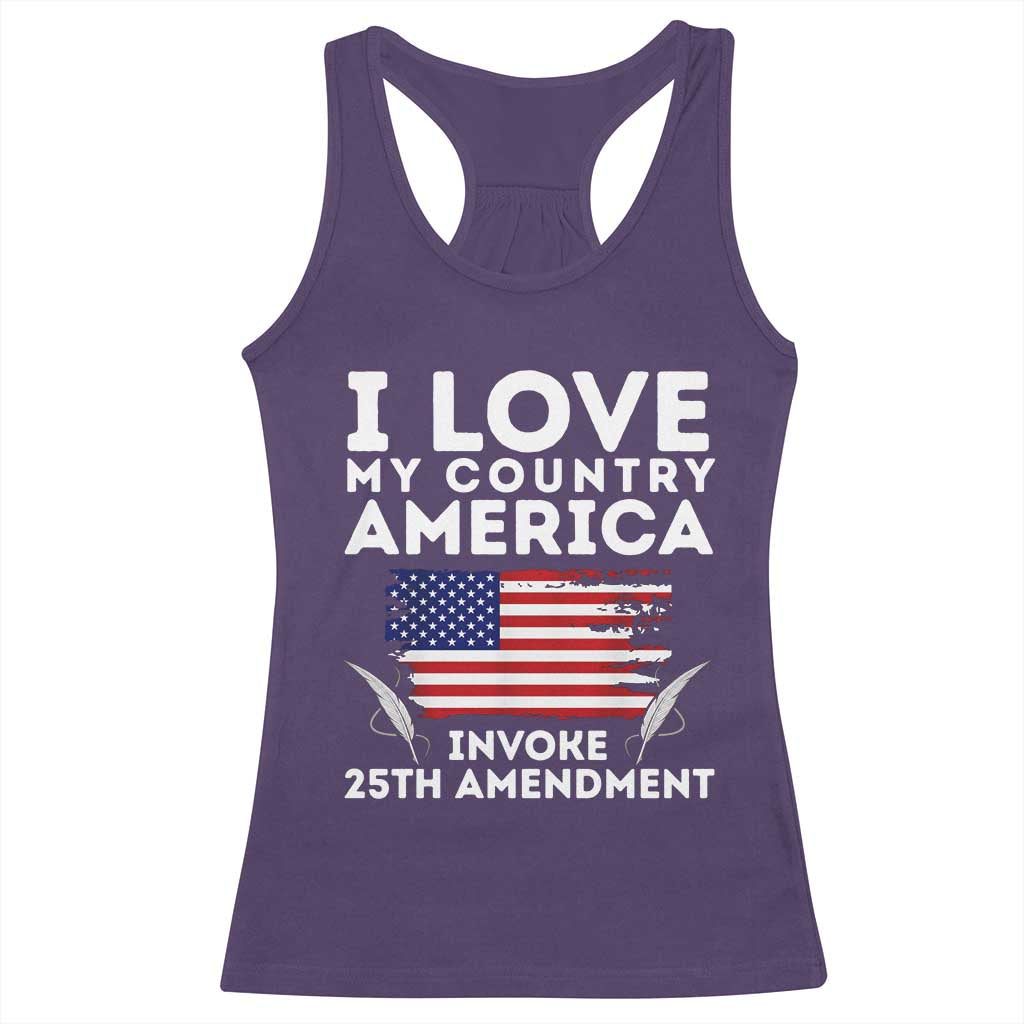 I Love My Country Invoke 25th Amendment Racerback Tank Top Distressed Flag Patriotic Political Satire