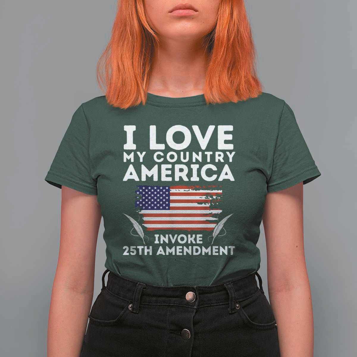 I Love My Country Invoke 25th Amendment T Shirt For Women Distressed Flag Patriotic Political Satire