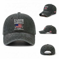I Love My Country Invoke 25th Amendment Washed Cotton Baseball Cap Distressed Flag Patriotic Political Satire