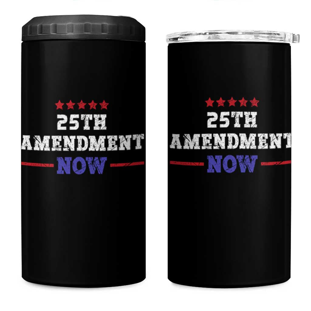 25th Amendment Now Patriotic 4 in 1 Can Cooler Tumbler Red White and Blue Political Satire