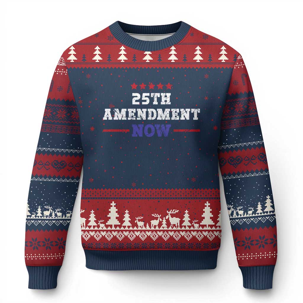 25th Amendment Now Patriotic Ugly Christmas Sweater Red White and Blue Political Satire