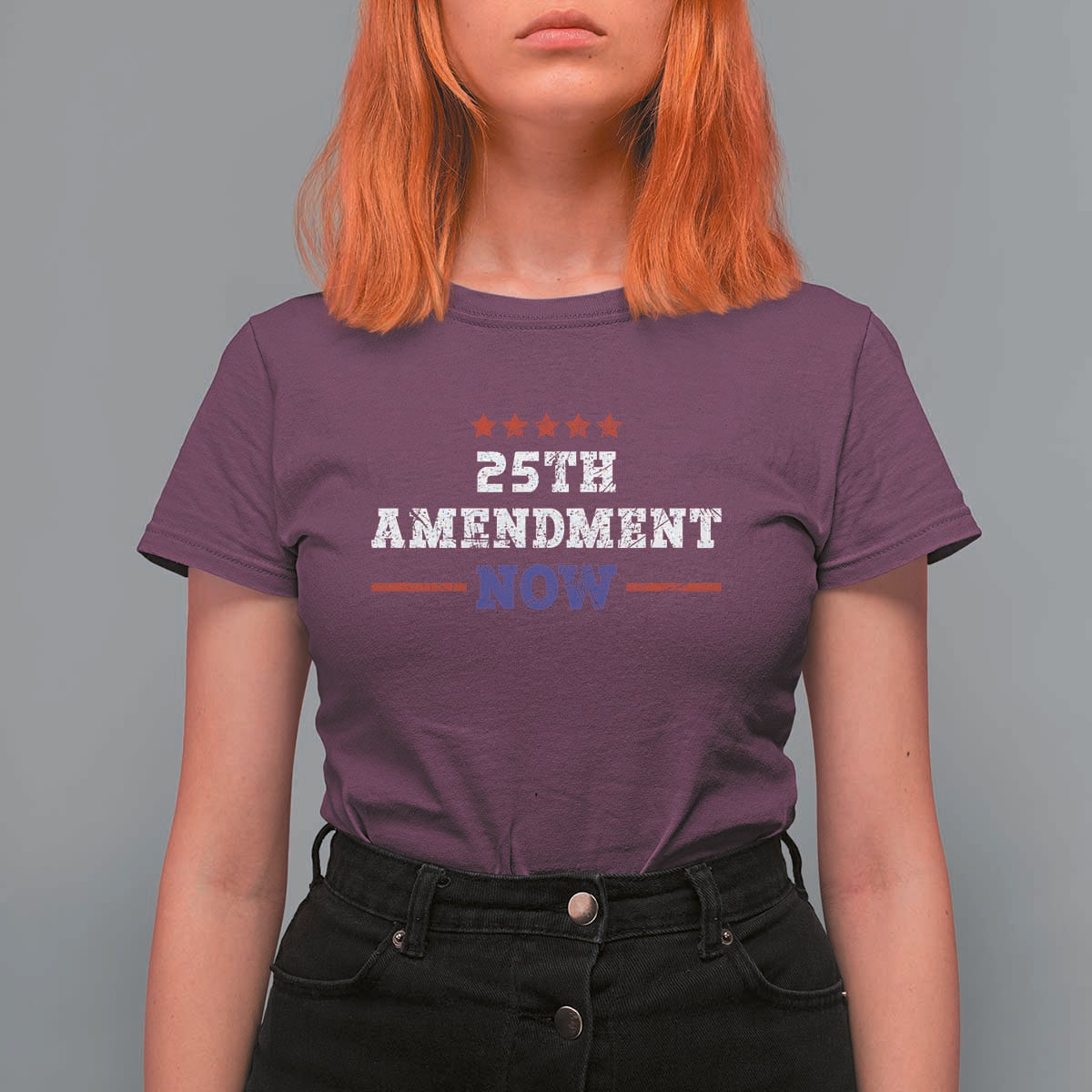 25th Amendment Now Patriotic T Shirt For Women Red White and Blue Political Satire