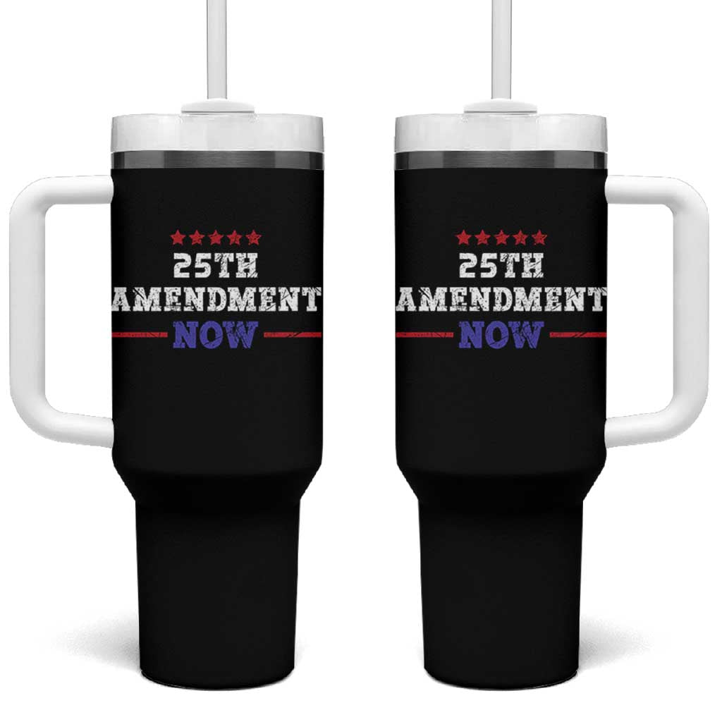 25th Amendment Now Patriotic Tumbler With Handle Red White and Blue Political Satire