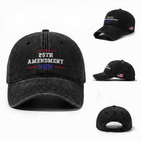 25th Amendment Now Patriotic Washed Cotton Baseball Cap Red White and Blue Political Satire