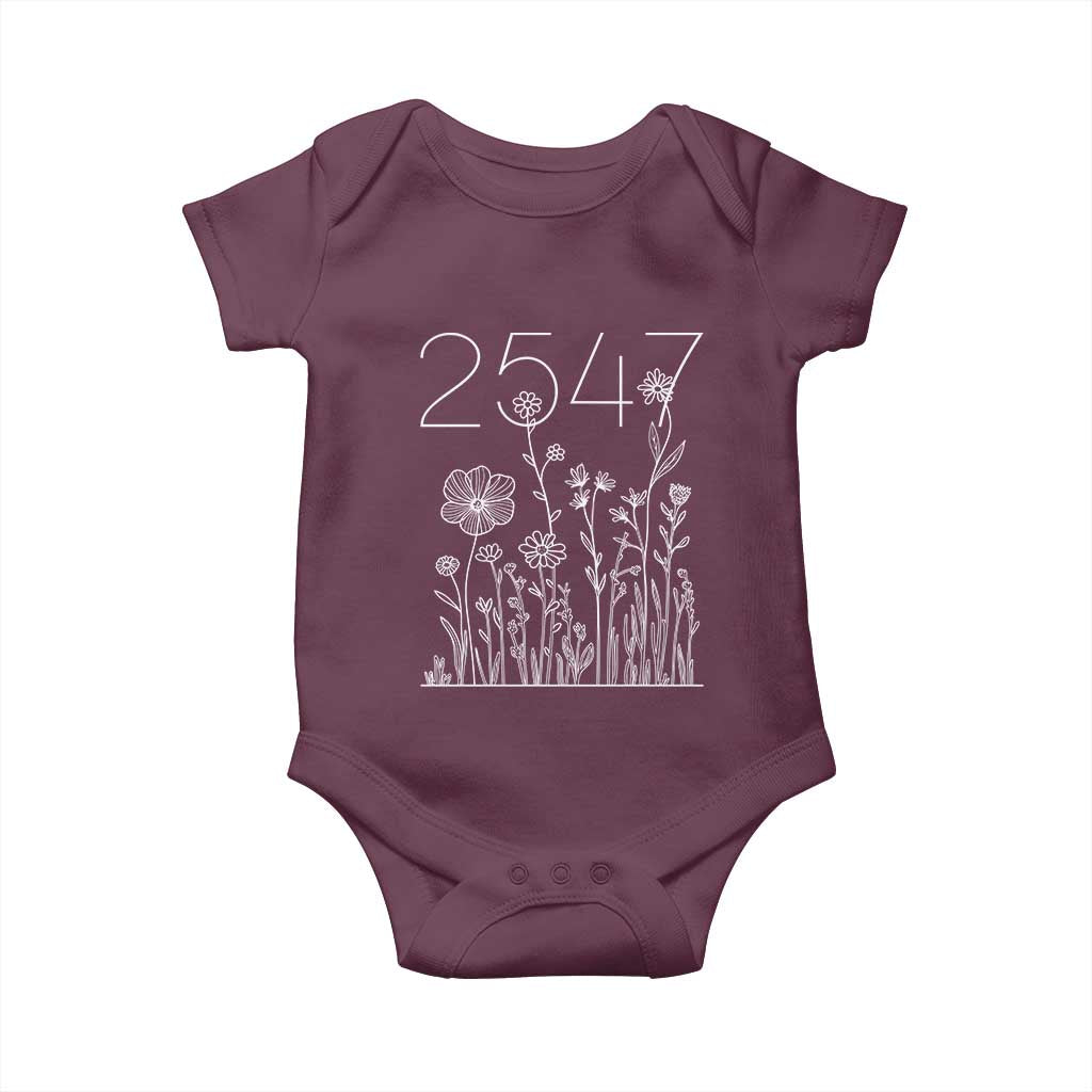 25 47 Floral Wildflower Subtle Graphic Baby Onesie Political Satire Patriotic 25th Amendment