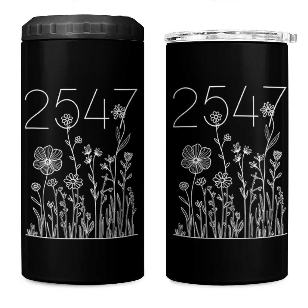 25 47 Floral Wildflower Subtle Graphic 4 in 1 Can Cooler Tumbler Political Satire Patriotic 25th Amendment