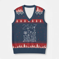 25 47 Floral Wildflower Subtle Graphic V-Neck Knit Sweater Vest Political Satire Patriotic 25th Amendment