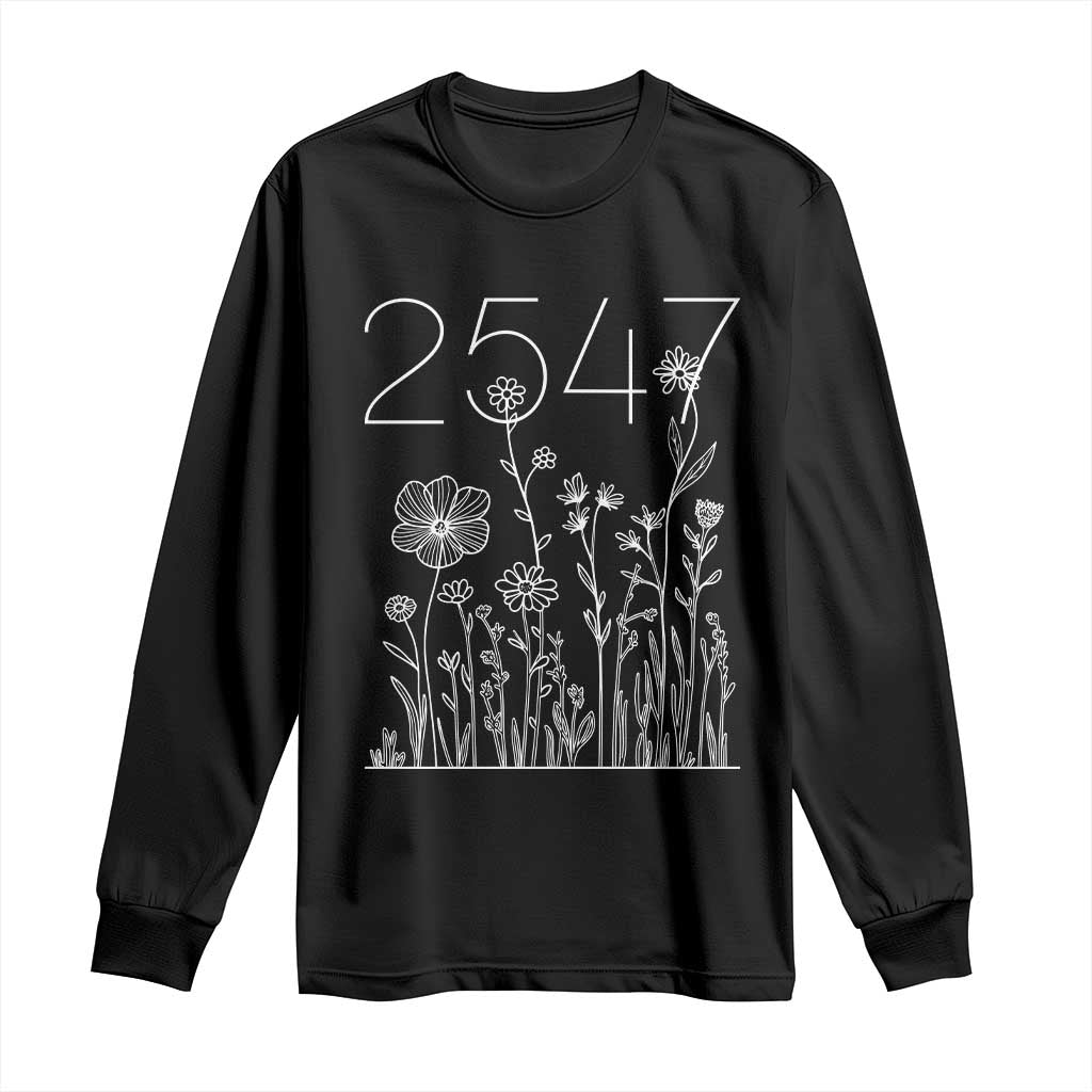 25 47 Floral Wildflower Subtle Graphic Long Sleeve Shirt Political Satire Patriotic 25th Amendment