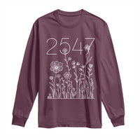 25 47 Floral Wildflower Subtle Graphic Long Sleeve Shirt Political Satire Patriotic 25th Amendment