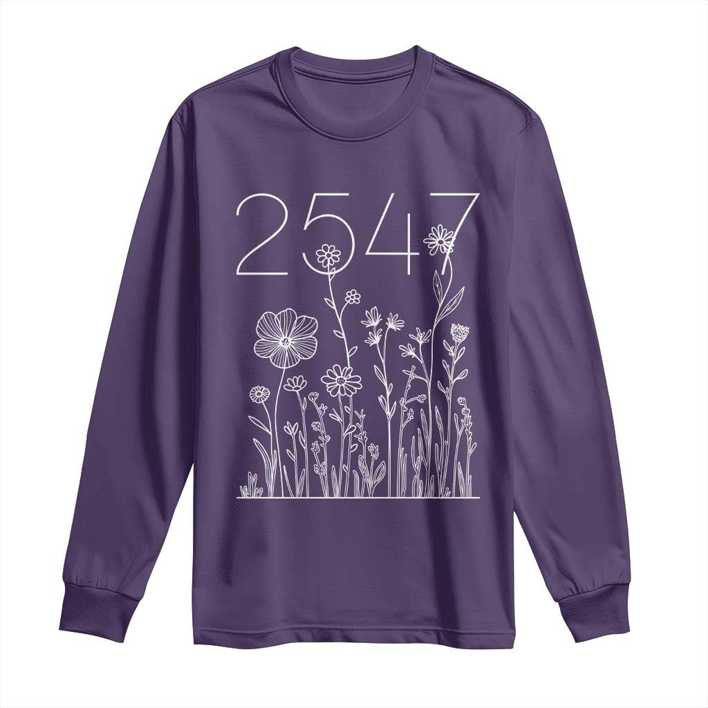 25 47 Floral Wildflower Subtle Graphic Long Sleeve Shirt Political Satire Patriotic 25th Amendment