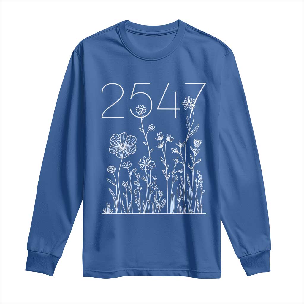 25 47 Floral Wildflower Subtle Graphic Long Sleeve Shirt Political Satire Patriotic 25th Amendment