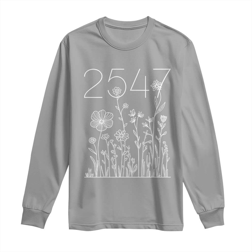 25 47 Floral Wildflower Subtle Graphic Long Sleeve Shirt Political Satire Patriotic 25th Amendment