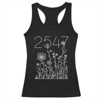 25 47 Floral Wildflower Subtle Graphic Racerback Tank Top Political Satire Patriotic 25th Amendment