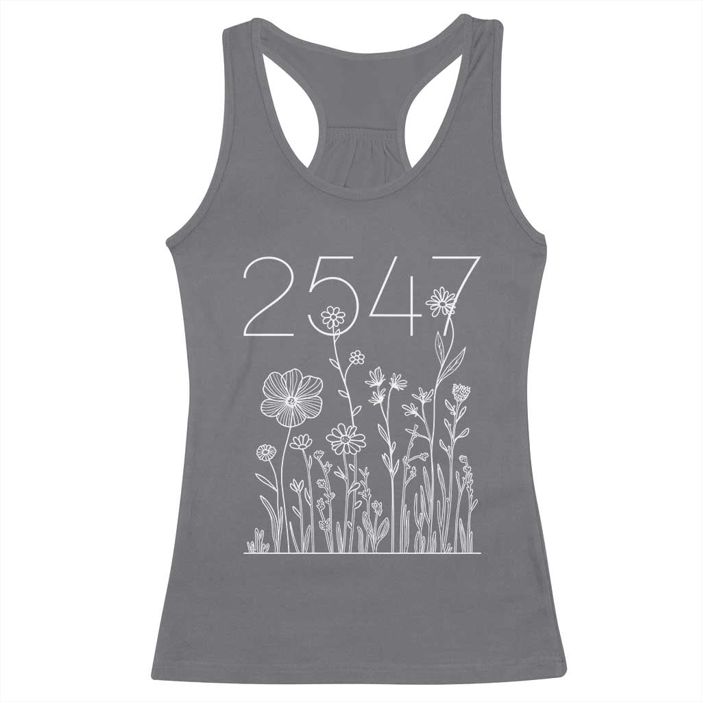 25 47 Floral Wildflower Subtle Graphic Racerback Tank Top Political Satire Patriotic 25th Amendment