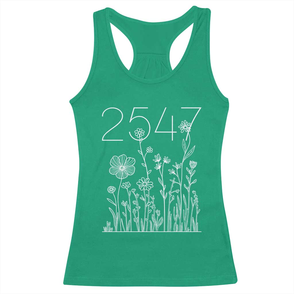 25 47 Floral Wildflower Subtle Graphic Racerback Tank Top Political Satire Patriotic 25th Amendment