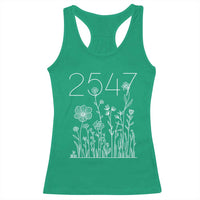 25 47 Floral Wildflower Subtle Graphic Racerback Tank Top Political Satire Patriotic 25th Amendment