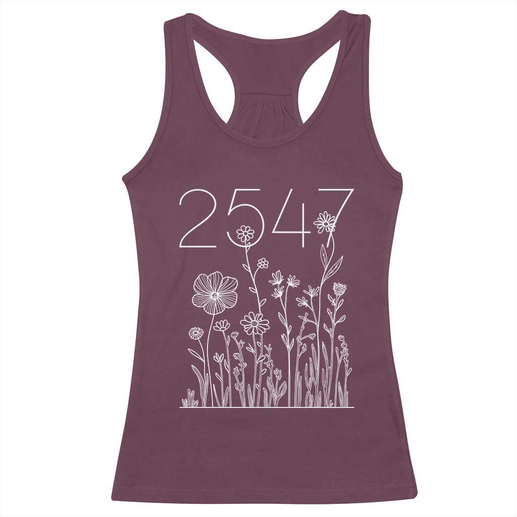 25 47 Floral Wildflower Subtle Graphic Racerback Tank Top Political Satire Patriotic 25th Amendment