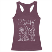 25 47 Floral Wildflower Subtle Graphic Racerback Tank Top Political Satire Patriotic 25th Amendment