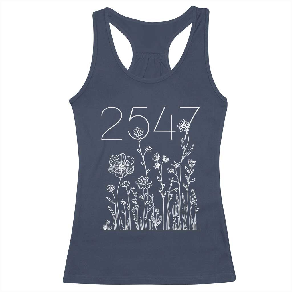 25 47 Floral Wildflower Subtle Graphic Racerback Tank Top Political Satire Patriotic 25th Amendment
