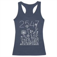 25 47 Floral Wildflower Subtle Graphic Racerback Tank Top Political Satire Patriotic 25th Amendment