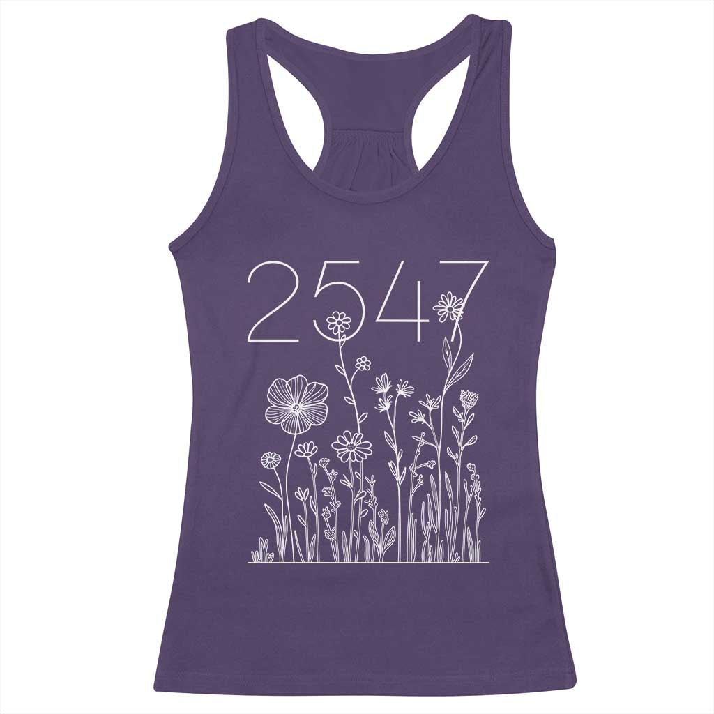 25 47 Floral Wildflower Subtle Graphic Racerback Tank Top Political Satire Patriotic 25th Amendment