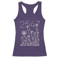 25 47 Floral Wildflower Subtle Graphic Racerback Tank Top Political Satire Patriotic 25th Amendment