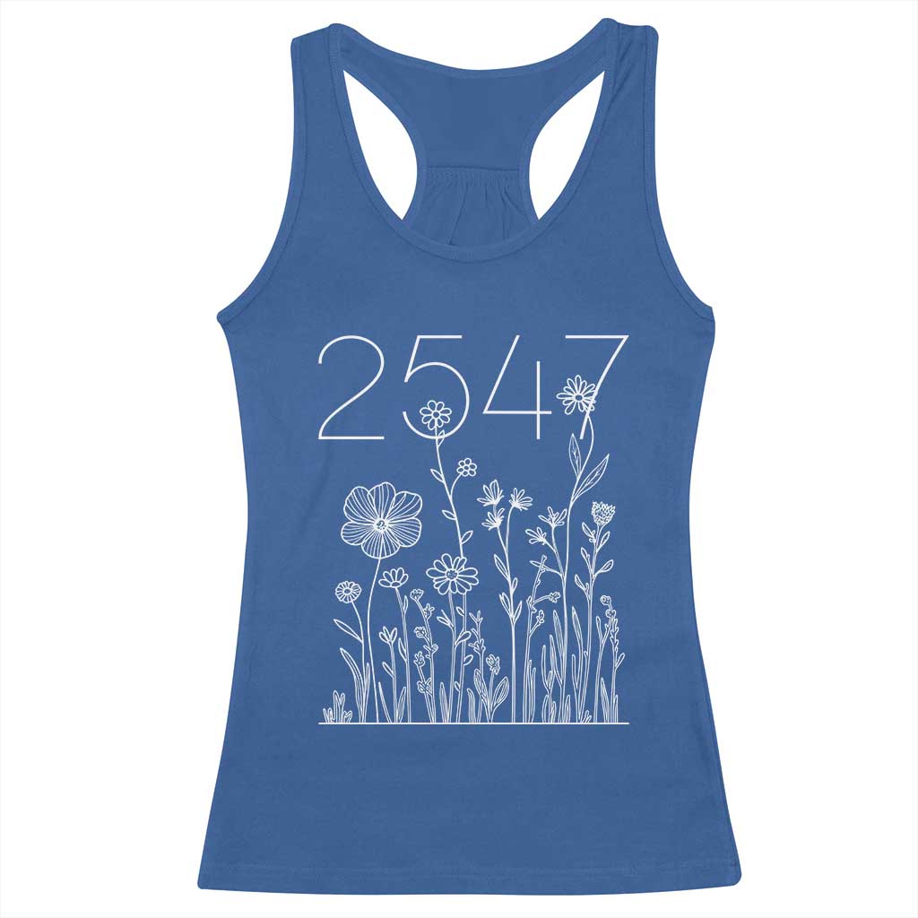 25 47 Floral Wildflower Subtle Graphic Racerback Tank Top Political Satire Patriotic 25th Amendment