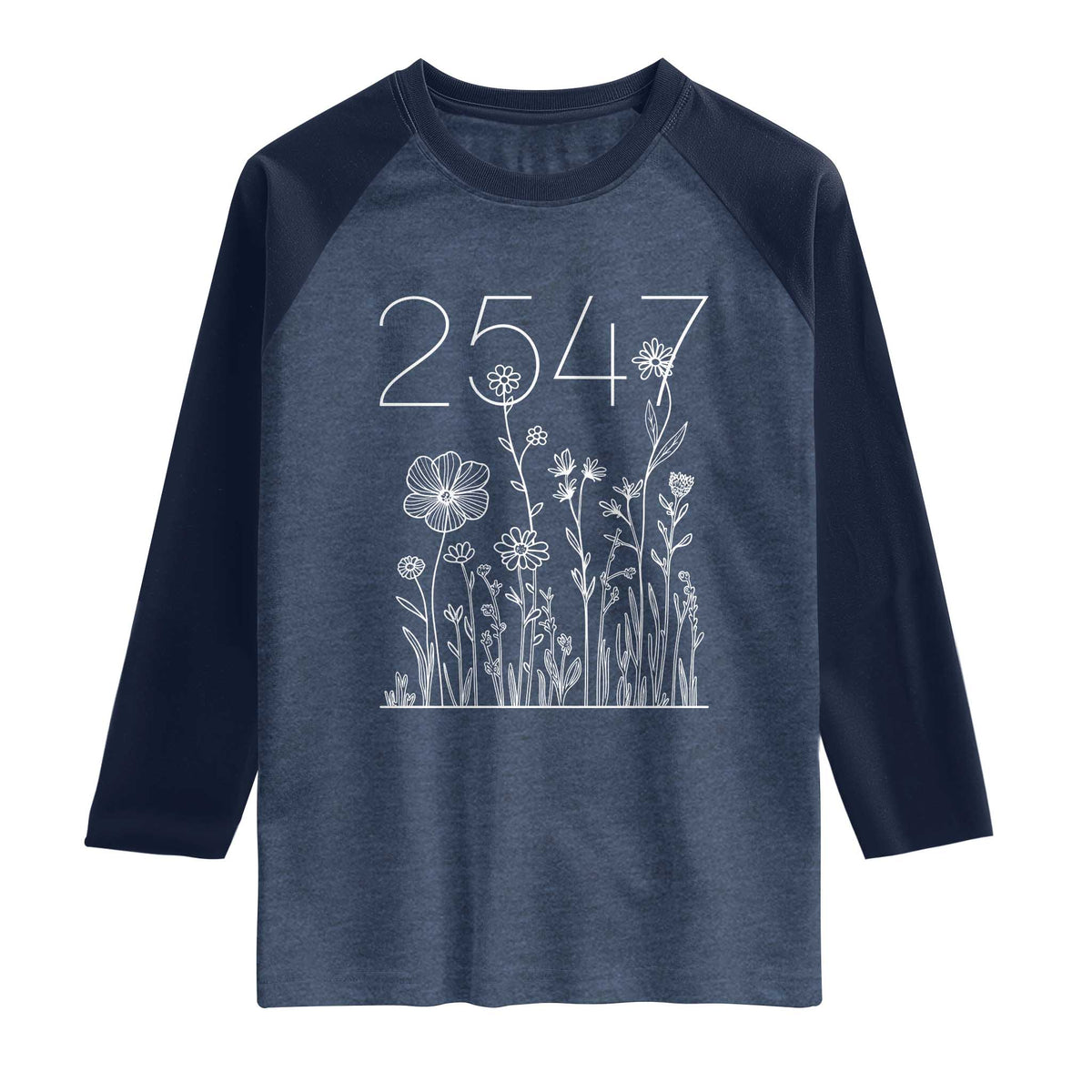 25 47 Floral Wildflower Subtle Graphic Raglan Shirt Political Satire Patriotic 25th Amendment