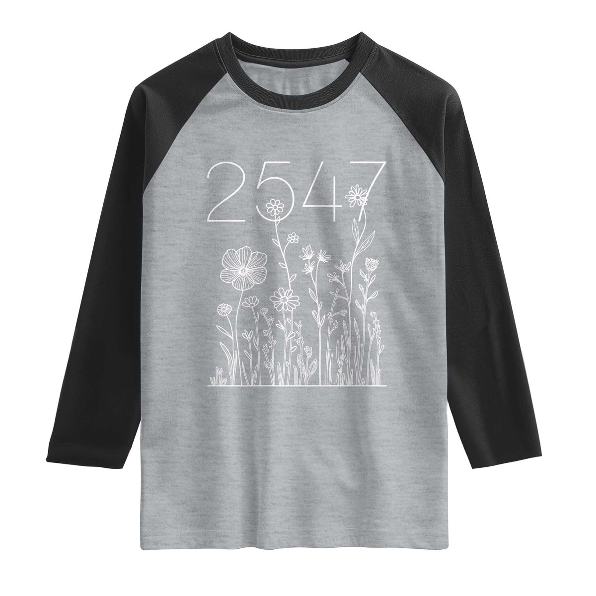 25 47 Floral Wildflower Subtle Graphic Raglan Shirt Political Satire Patriotic 25th Amendment
