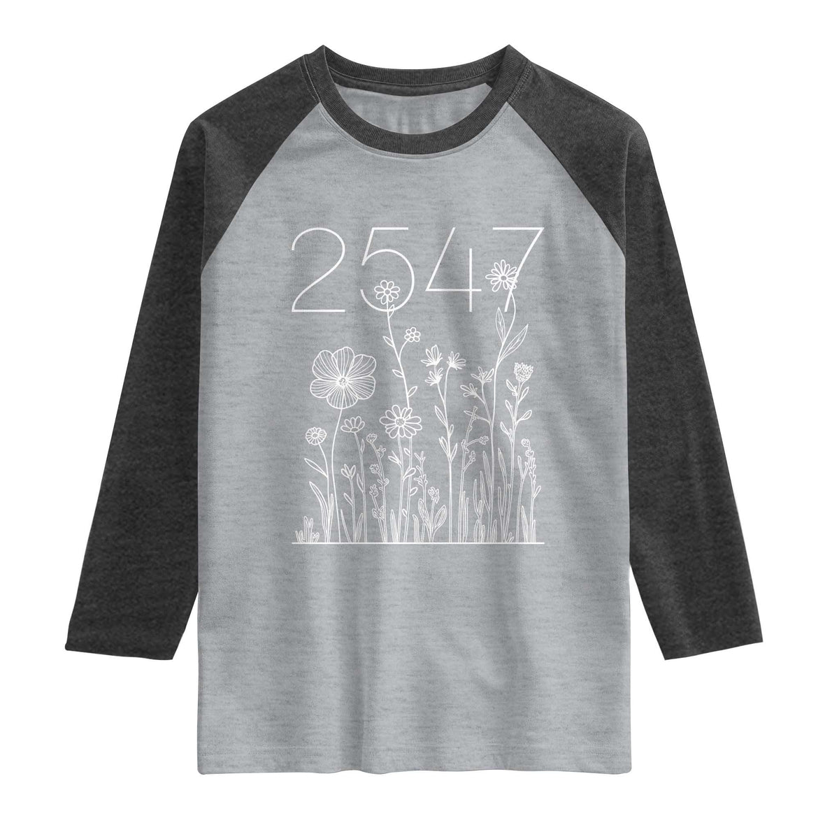 25 47 Floral Wildflower Subtle Graphic Raglan Shirt Political Satire Patriotic 25th Amendment