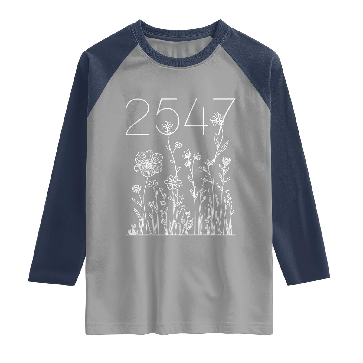 25 47 Floral Wildflower Subtle Graphic Raglan Shirt Political Satire Patriotic 25th Amendment