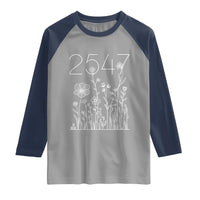 25 47 Floral Wildflower Subtle Graphic Raglan Shirt Political Satire Patriotic 25th Amendment