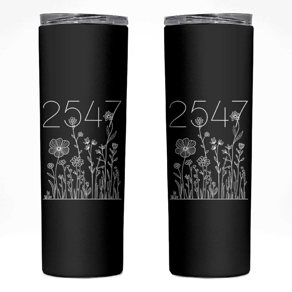 25 47 Floral Wildflower Subtle Graphic Skinny Tumbler Political Satire Patriotic 25th Amendment