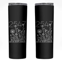 25 47 Floral Wildflower Subtle Graphic Skinny Tumbler Political Satire Patriotic 25th Amendment