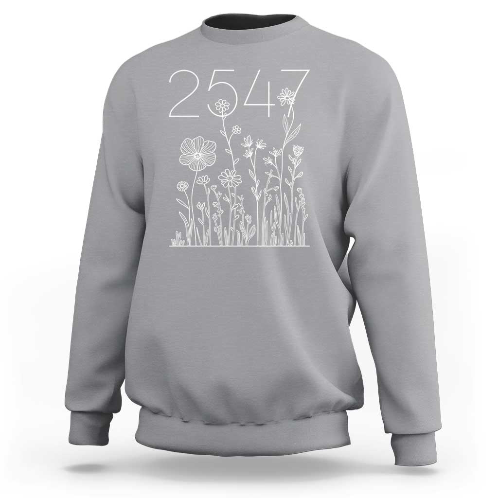 25 47 Floral Wildflower Subtle Graphic Sweatshirt Political Satire Patriotic 25th Amendment