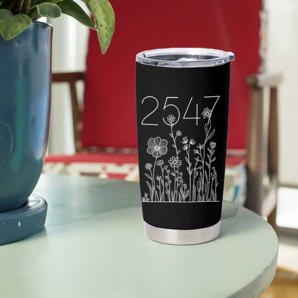 25 47 Floral Wildflower Subtle Graphic Tumbler Cup Political Satire Patriotic 25th Amendment