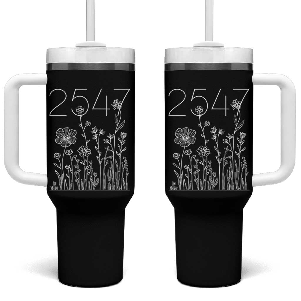 25 47 Floral Wildflower Subtle Graphic Tumbler With Handle Political Satire Patriotic 25th Amendment