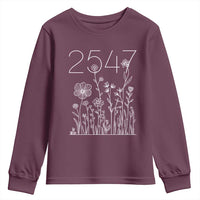 25 47 Floral Wildflower Subtle Graphic Youth Sweatshirt Political Satire Patriotic 25th Amendment
