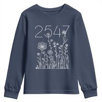 25 47 Floral Wildflower Subtle Graphic Youth Sweatshirt Political Satire Patriotic 25th Amendment