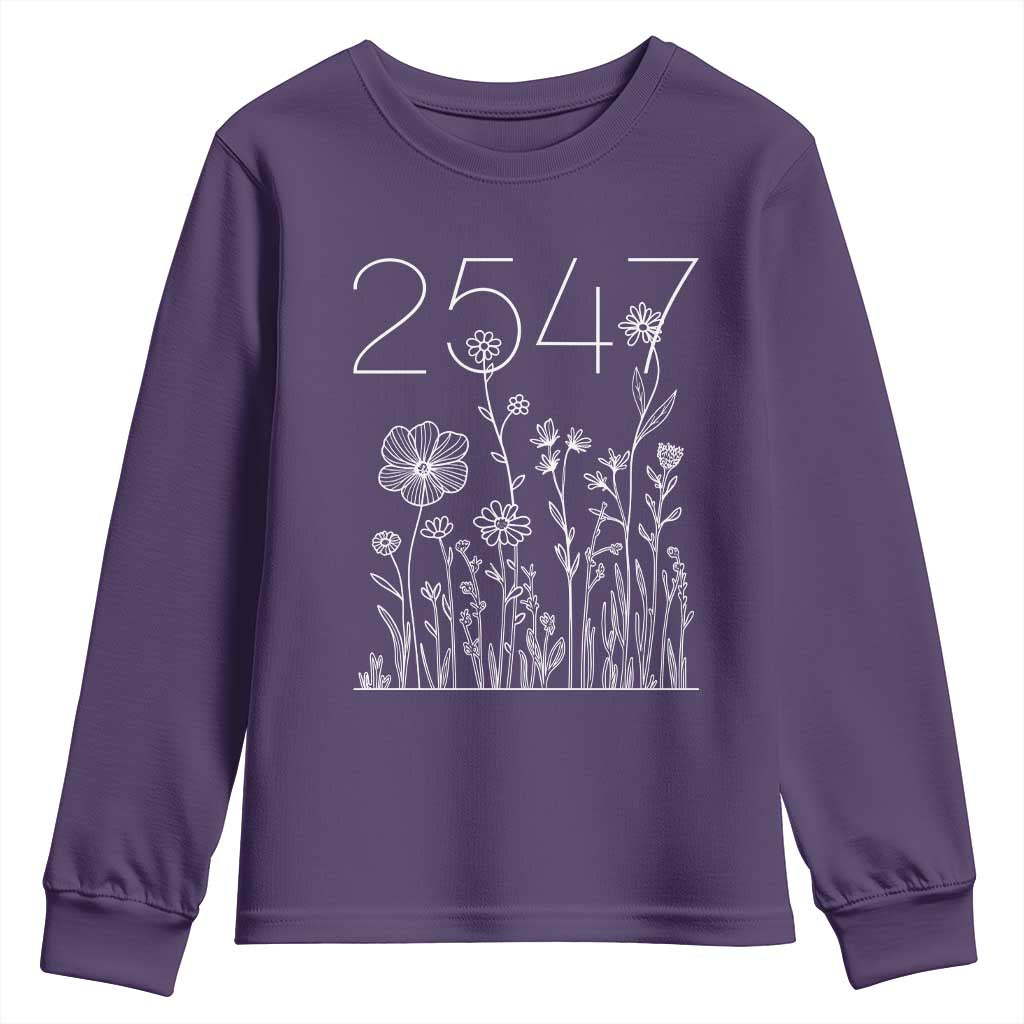 25 47 Floral Wildflower Subtle Graphic Youth Sweatshirt Political Satire Patriotic 25th Amendment