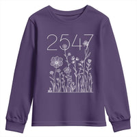 25 47 Floral Wildflower Subtle Graphic Youth Sweatshirt Political Satire Patriotic 25th Amendment