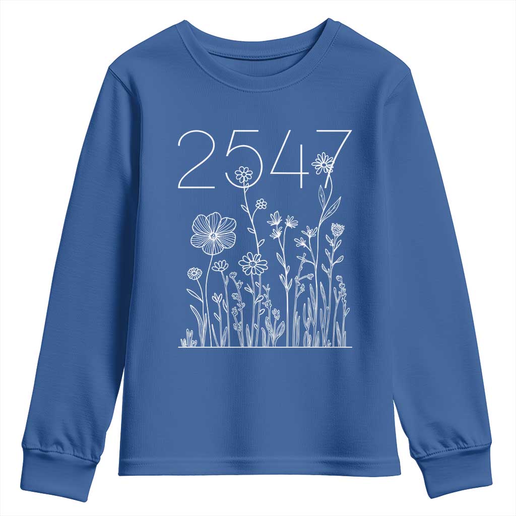25 47 Floral Wildflower Subtle Graphic Youth Sweatshirt Political Satire Patriotic 25th Amendment