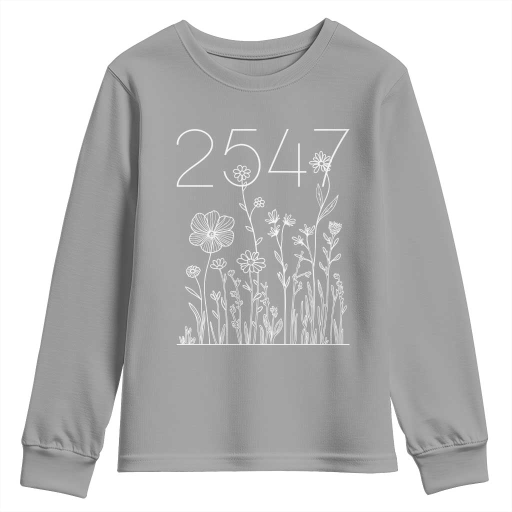 25 47 Floral Wildflower Subtle Graphic Youth Sweatshirt Political Satire Patriotic 25th Amendment