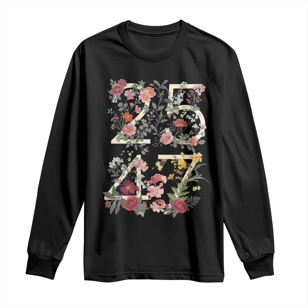 2547 Wildflower Floral Graphic Long Sleeve Shirt Subtle Coded 25th Amendment Political Satire Aesthetic