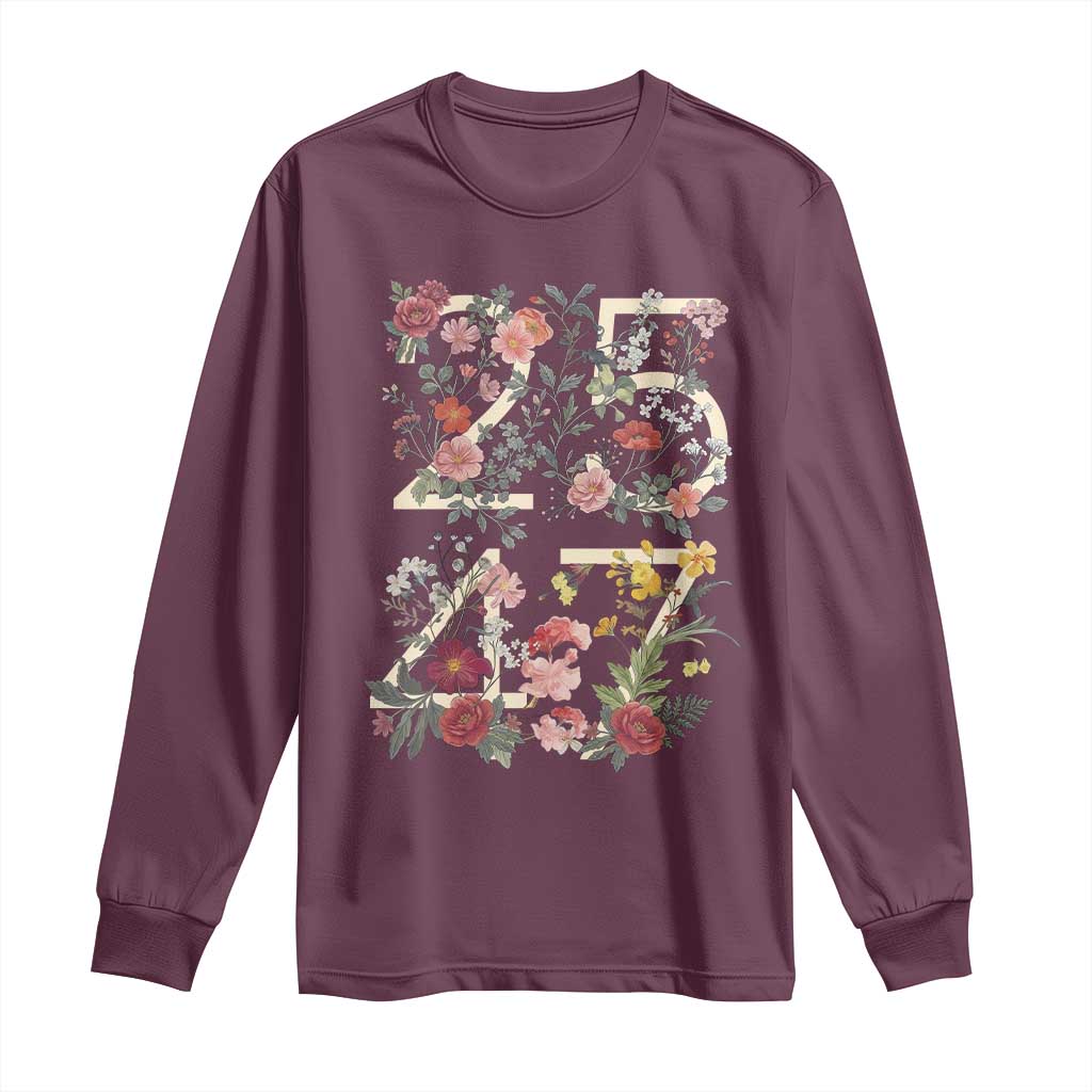 2547 Wildflower Floral Graphic Long Sleeve Shirt Subtle Coded 25th Amendment Political Satire Aesthetic