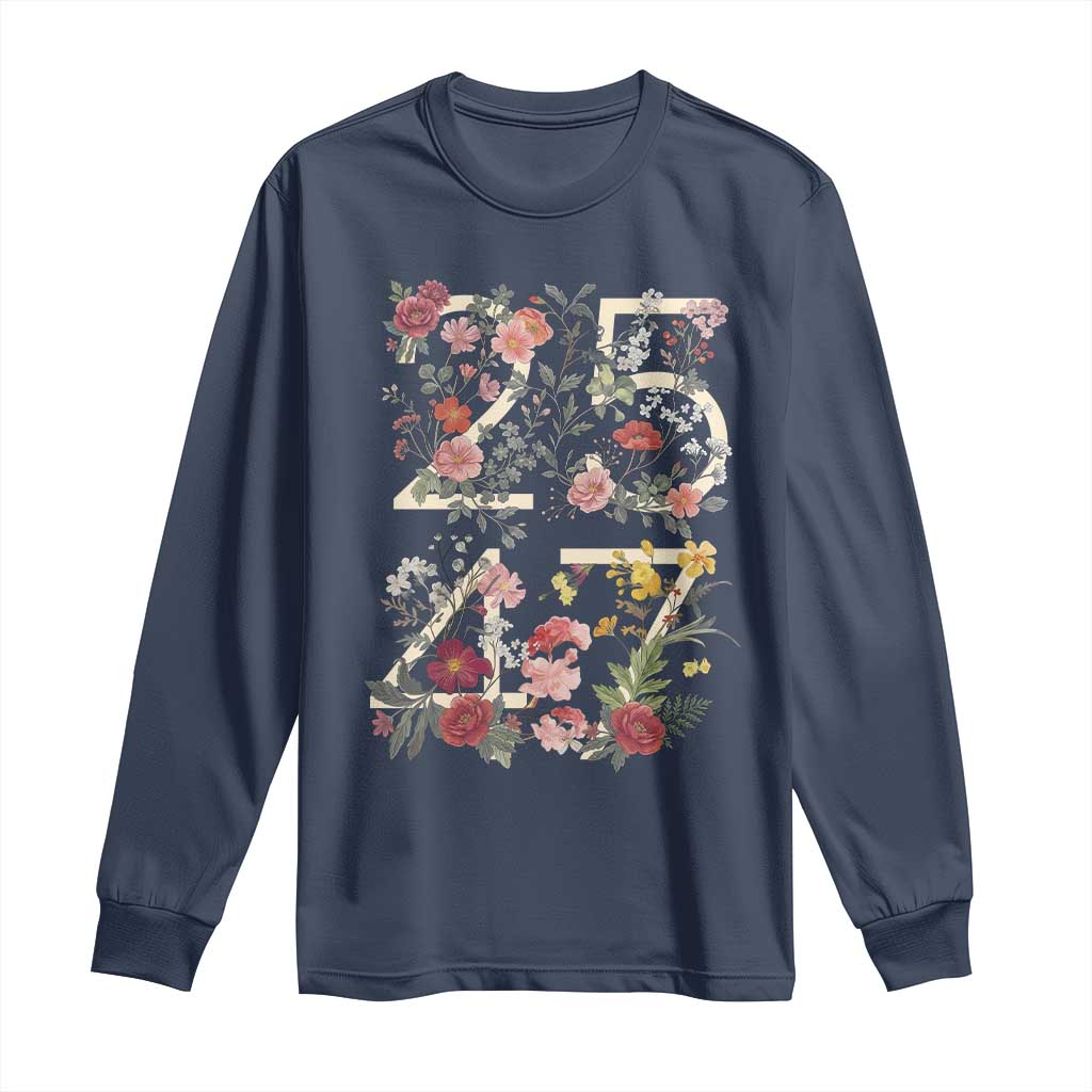 2547 Wildflower Floral Graphic Long Sleeve Shirt Subtle Coded 25th Amendment Political Satire Aesthetic