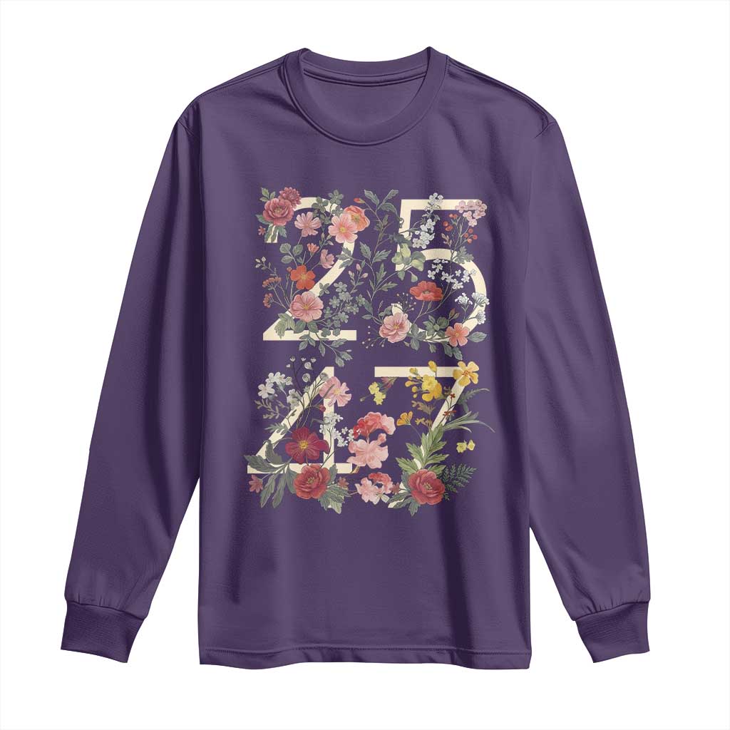 2547 Wildflower Floral Graphic Long Sleeve Shirt Subtle Coded 25th Amendment Political Satire Aesthetic