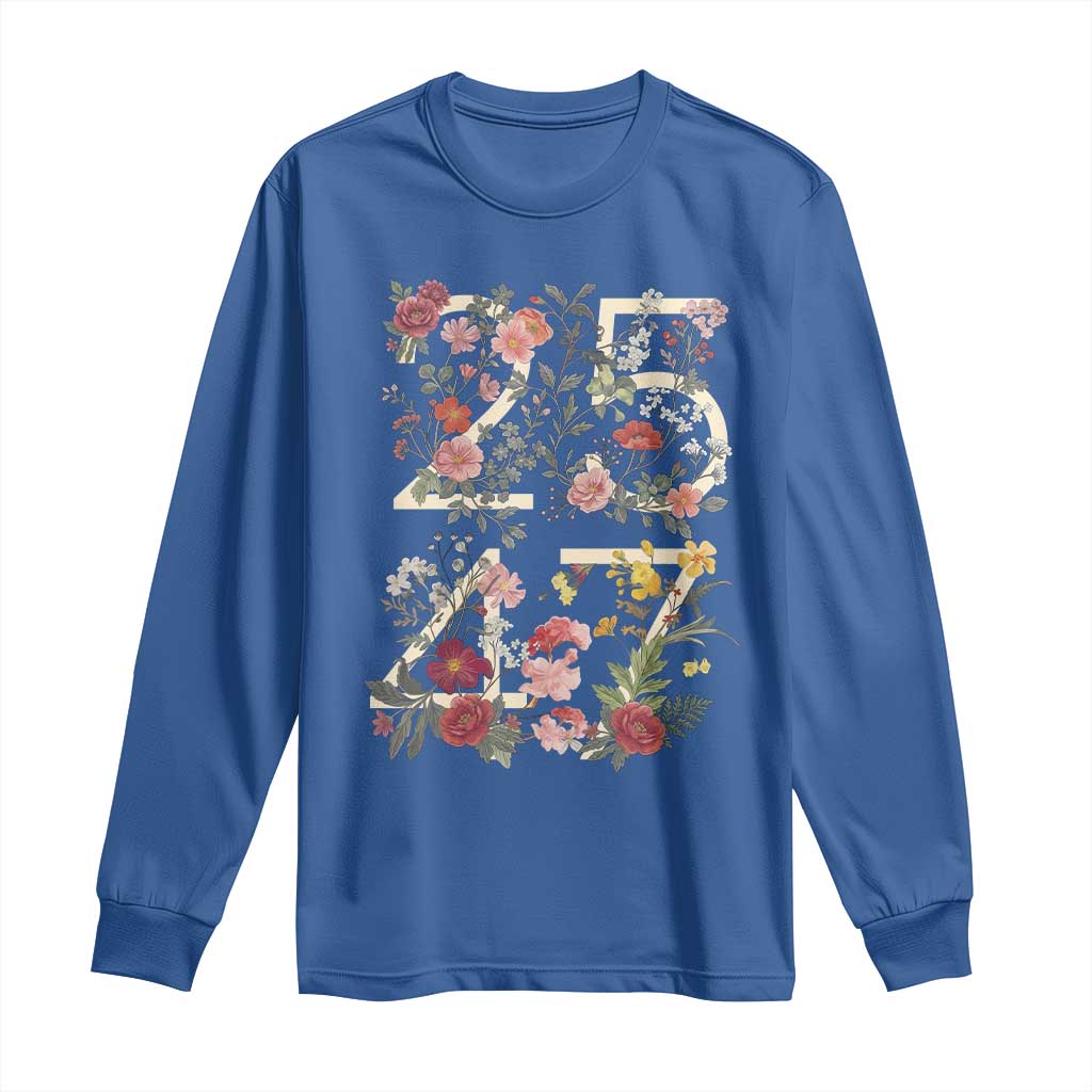 2547 Wildflower Floral Graphic Long Sleeve Shirt Subtle Coded 25th Amendment Political Satire Aesthetic