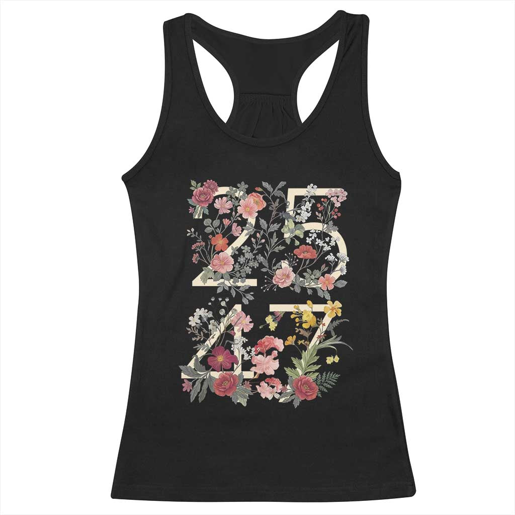 2547 Wildflower Floral Graphic Racerback Tank Top Subtle Coded 25th Amendment Political Satire Aesthetic